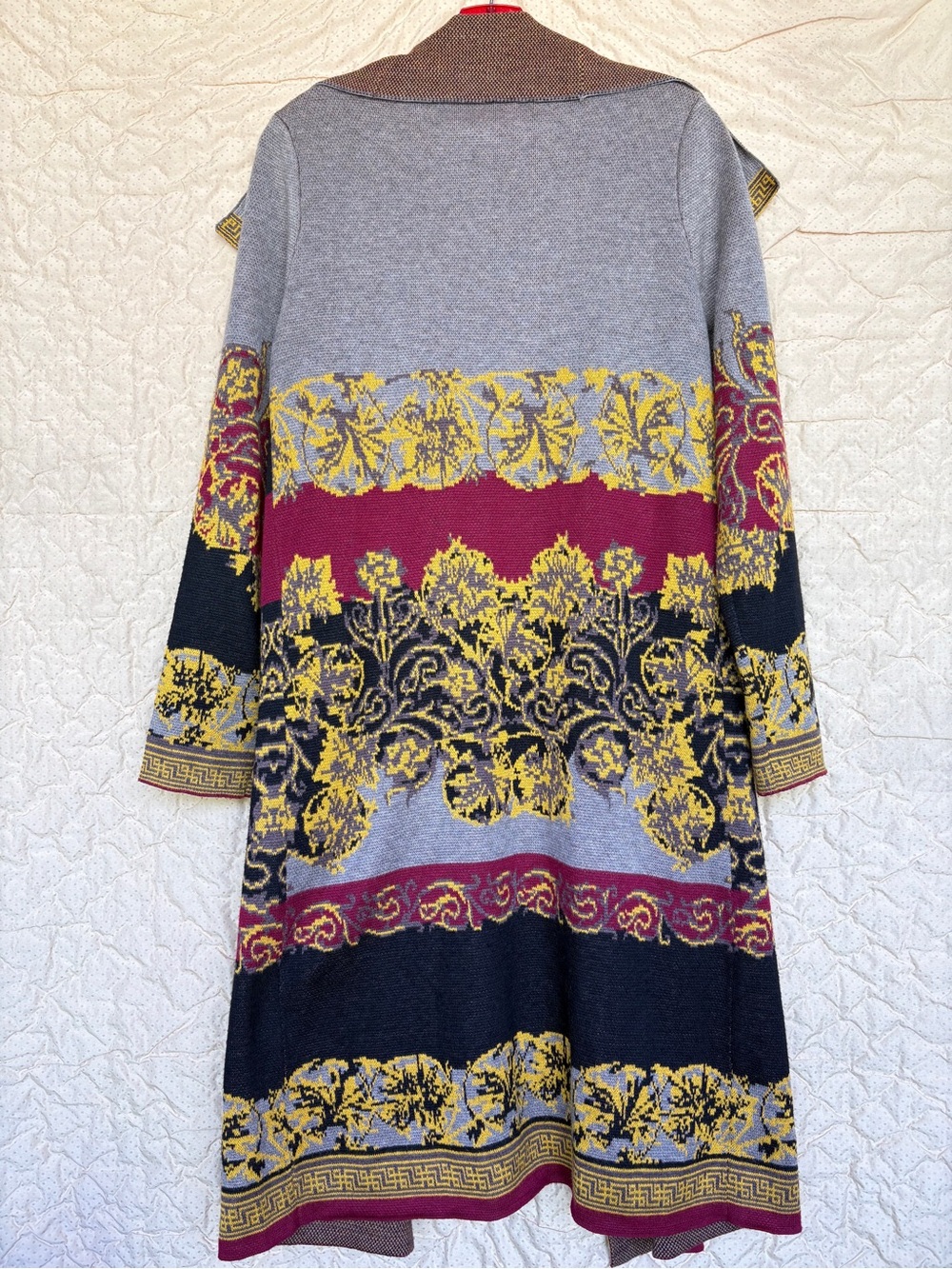 Maxsport Women’s Sz Medium Cardigan Open Front Patchwork Shawl Collar Floral - Picture 3 of 11